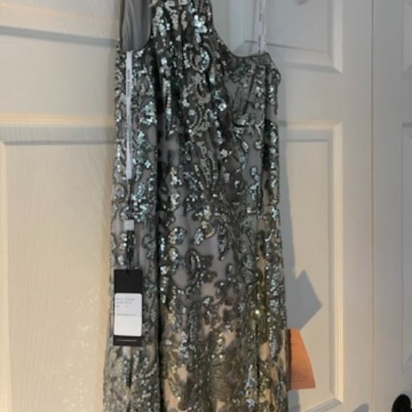 Tadashi Shoji Silver One Shoulder Dress - Picture 7 of 9